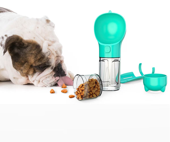 HANAMYA 3-in-1 Travel Bowl, Food Box & Poop Bag Storage Dog Travel Set, Turquoise Blue, 10-oz, 1 count
