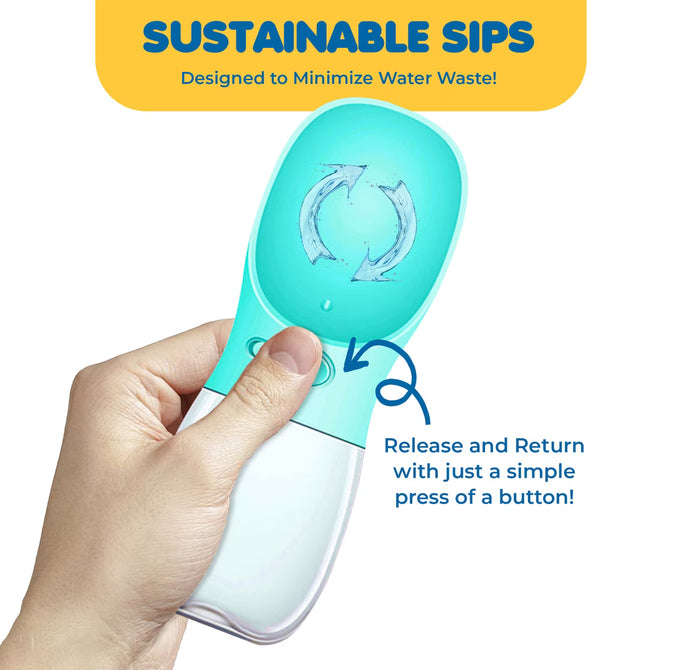 Vila Portable Water Bottle Dog & Cat Travel Dispenser Bowl, 12-oz