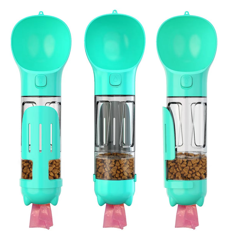 HANAMYA 3-in-1 Travel Bowl, Food Box & Poop Bag Storage Dog Travel Set, Turquoise Blue, 10-oz, 1 count